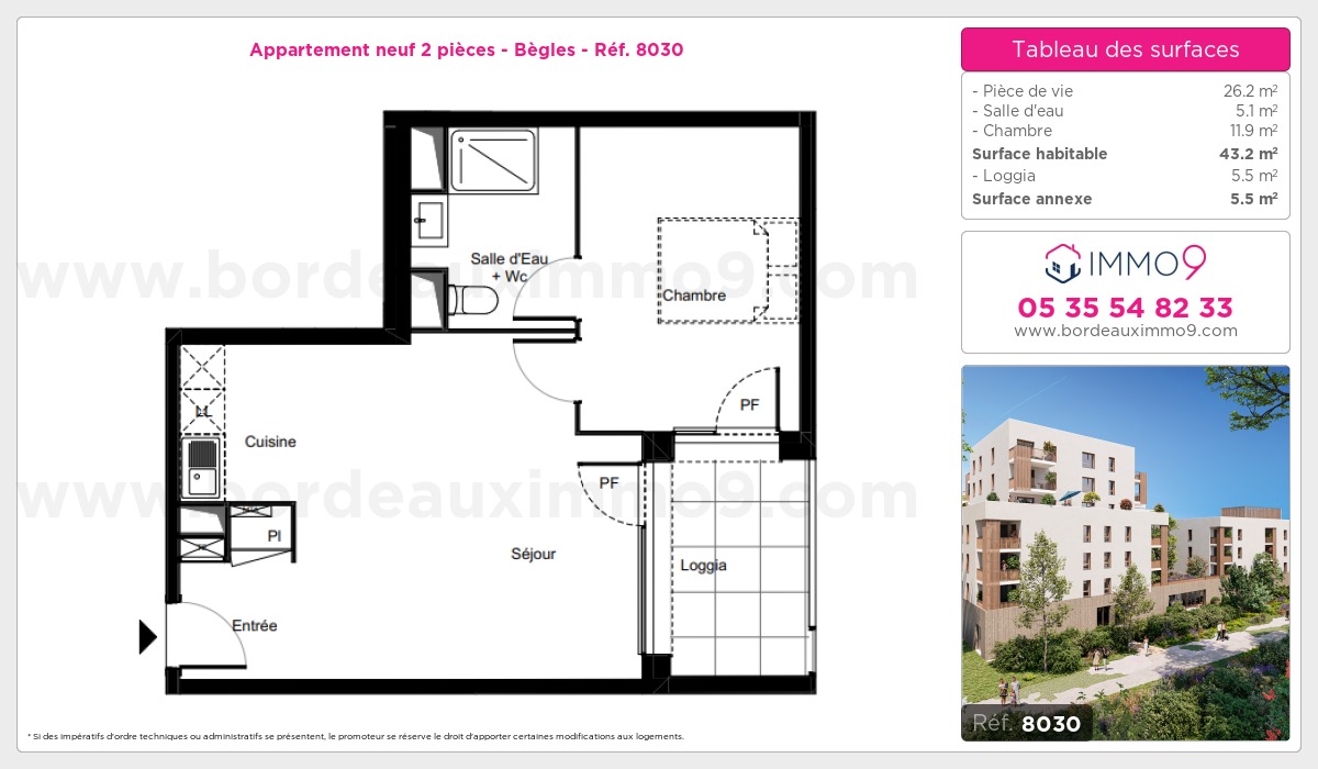 Plan et surfaces, Programme neuf Bègles Référence n° 8030