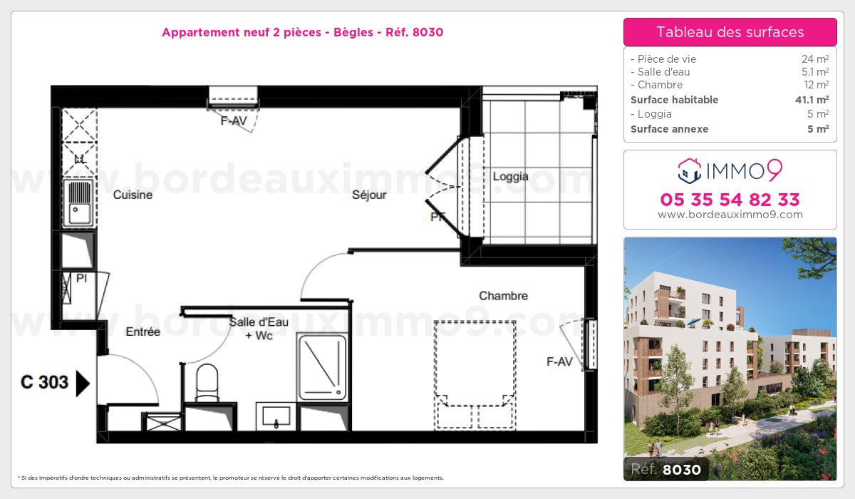 Plan et surfaces, Programme neuf Bègles Référence n° 8030