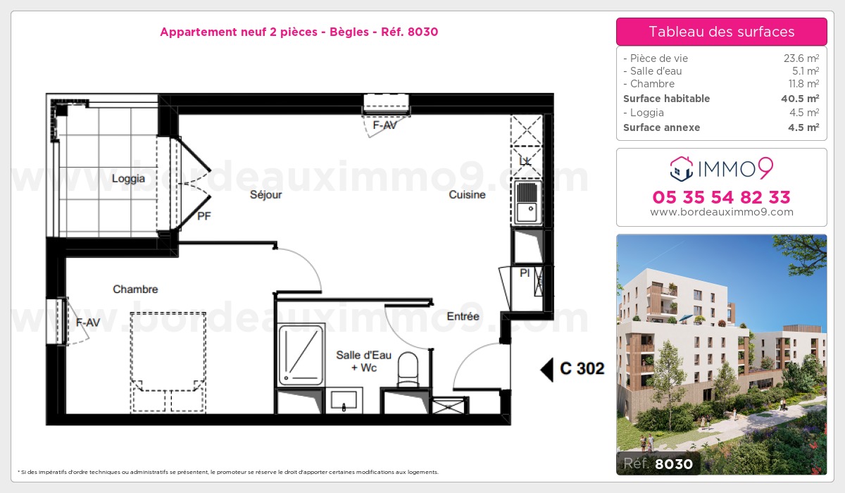 Plan et surfaces, Programme neuf Bègles Référence n° 8030