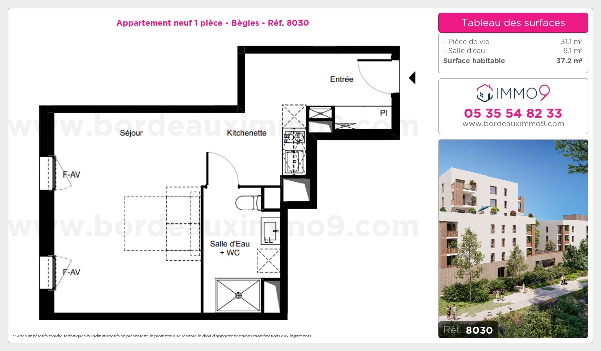 Plan et surfaces, Programme neuf Bègles Référence n° 8030