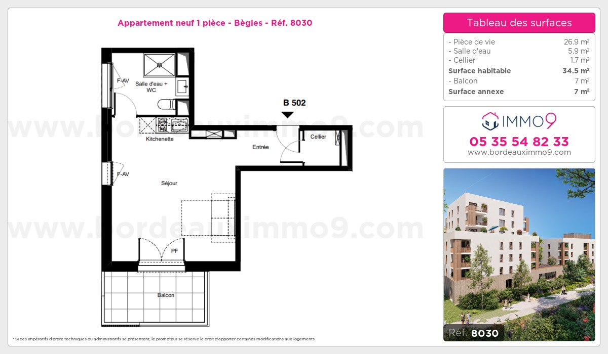 Plan et surfaces, Programme neuf Bègles Référence n° 8030