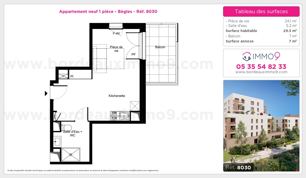 Plan et surfaces, Programme neuf Bègles Référence n° 8030