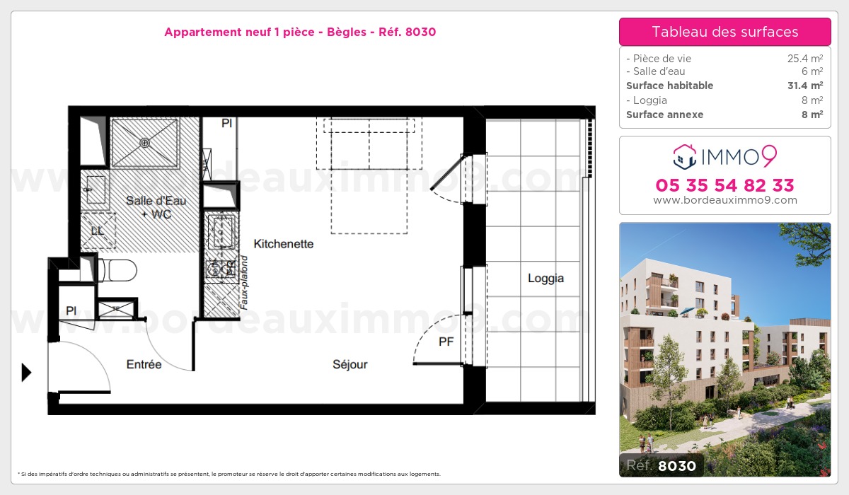 Plan et surfaces, Programme neuf Bègles Référence n° 8030