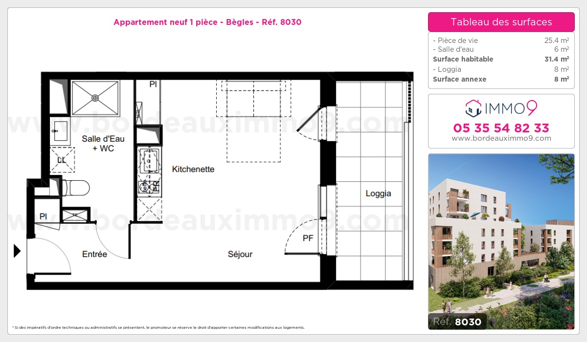 Plan et surfaces, Programme neuf Bègles Référence n° 8030