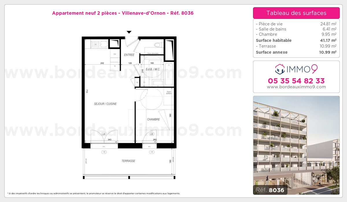 Plan et surfaces, Programme neuf Villenave-d'Ornon Référence n° 8036