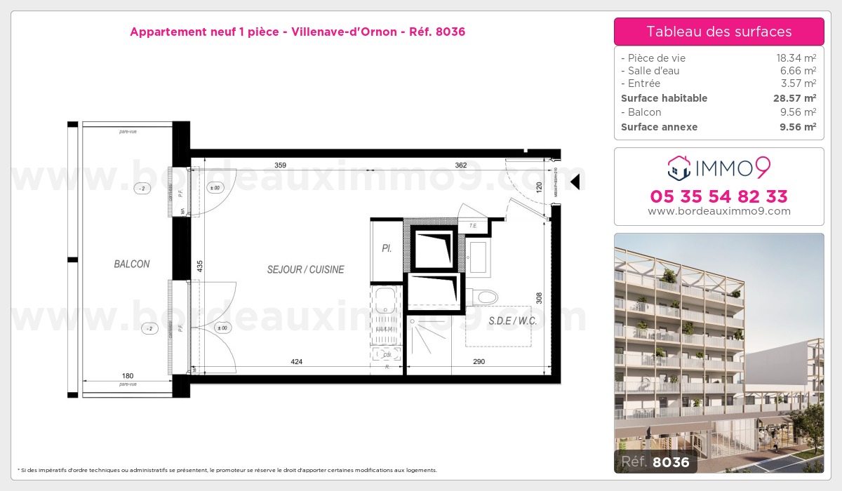 Plan et surfaces, Programme neuf Villenave-d'Ornon Référence n° 8036