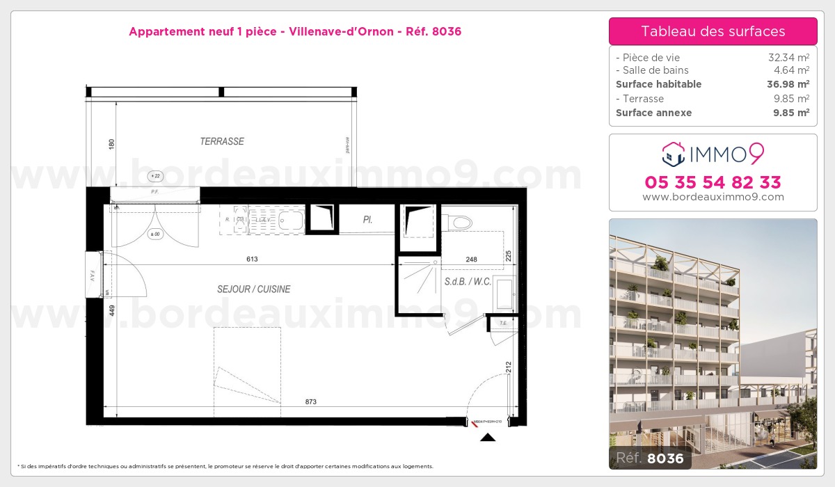 Plan et surfaces, Programme neuf Villenave-d'Ornon Référence n° 8036