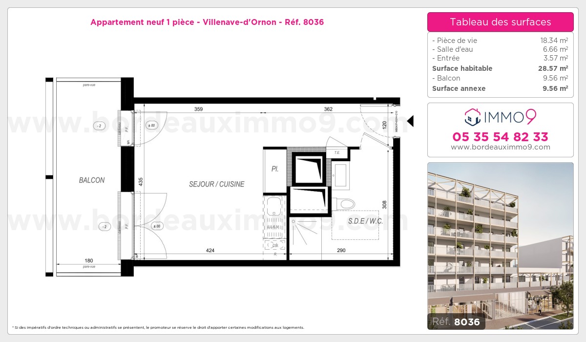 Plan et surfaces, Programme neuf Villenave-d'Ornon Référence n° 8036
