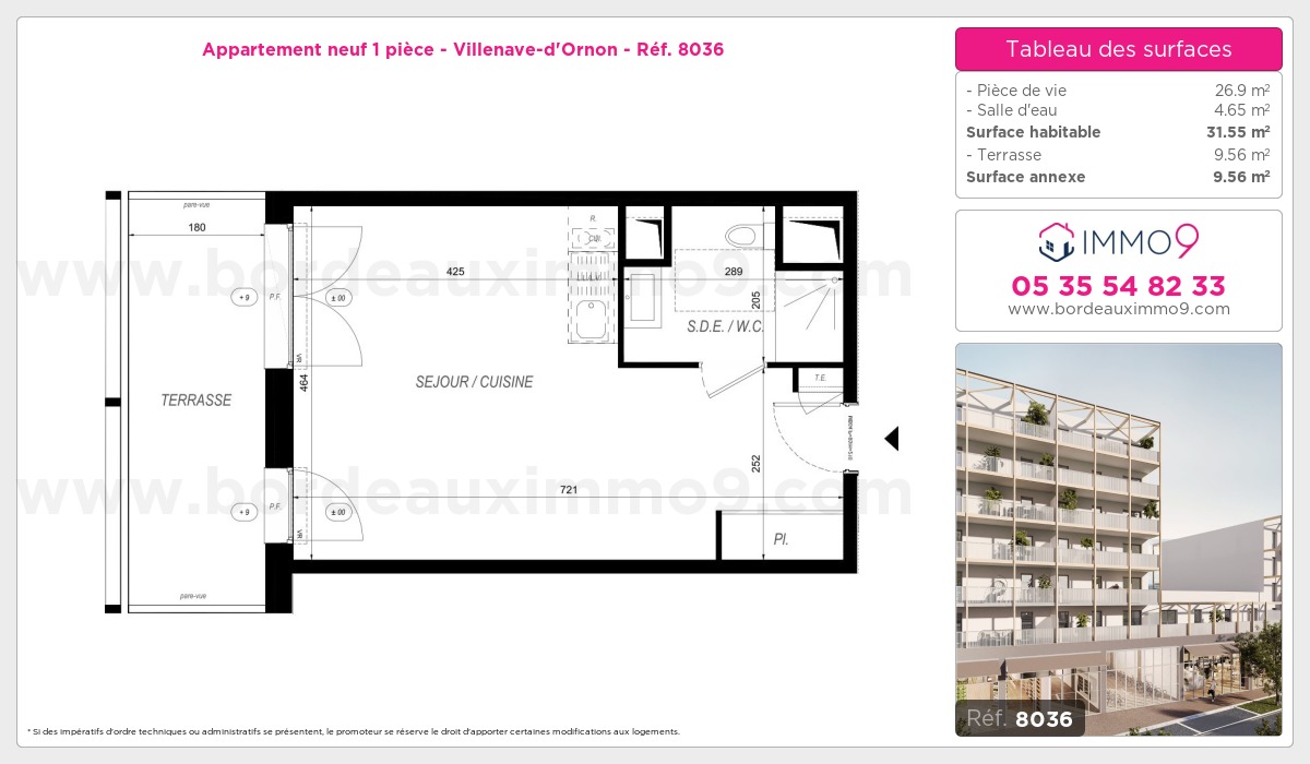 Plan et surfaces, Programme neuf Villenave-d'Ornon Référence n° 8036