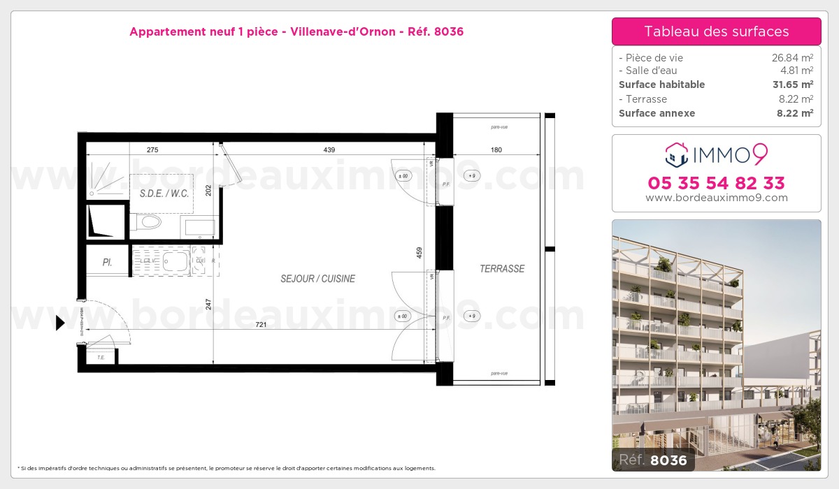 Plan et surfaces, Programme neuf Villenave-d'Ornon Référence n° 8036