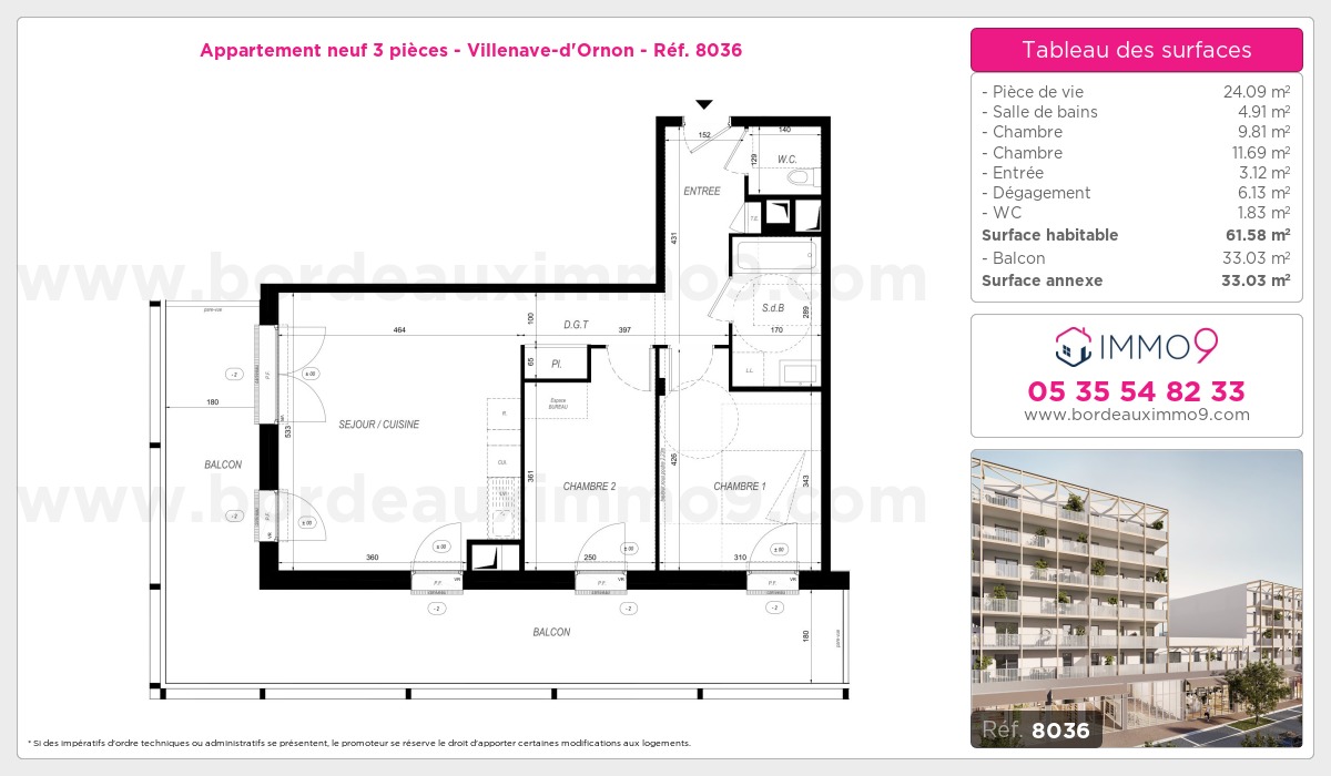 Plan et surfaces, Programme neuf Villenave-d'Ornon Référence n° 8036