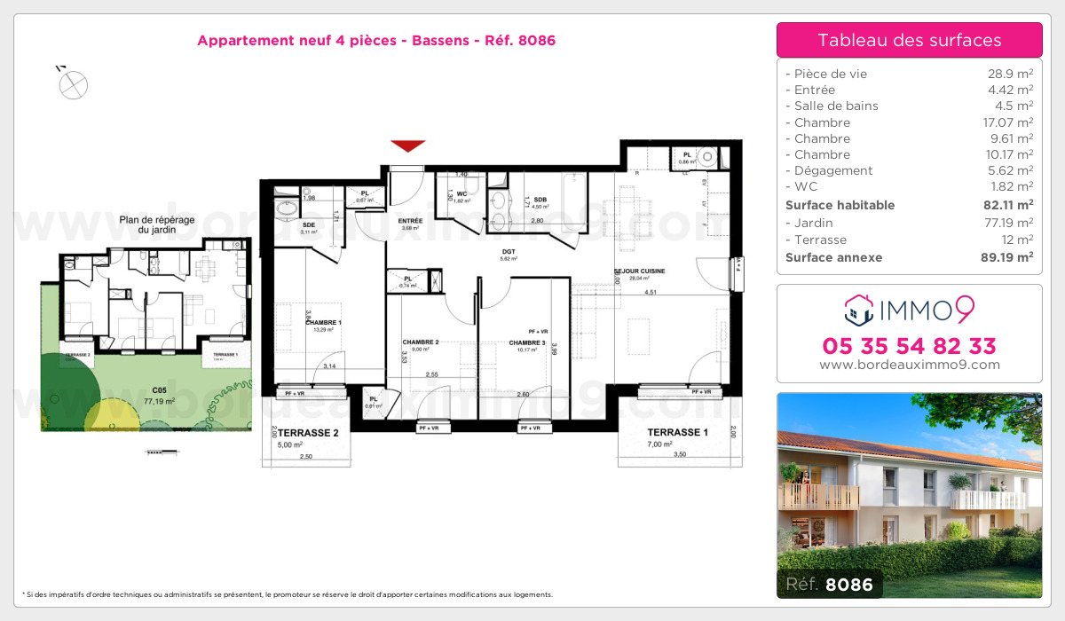 Plan et surfaces, Programme neuf Bassens Référence n° 8086