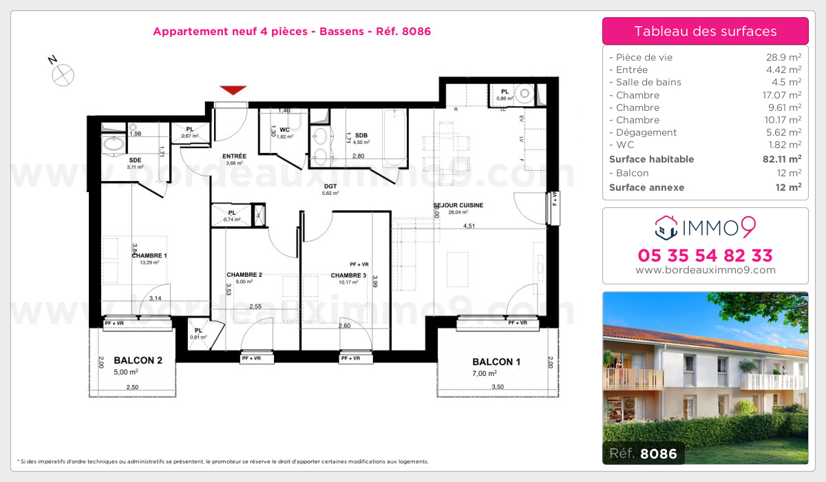 Plan et surfaces, Programme neuf Bassens Référence n° 8086