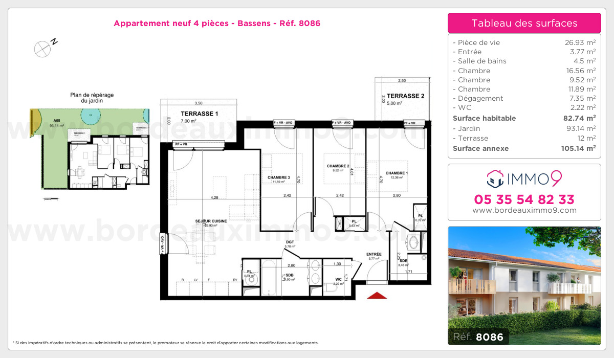 Plan et surfaces, Programme neuf Bassens Référence n° 8086