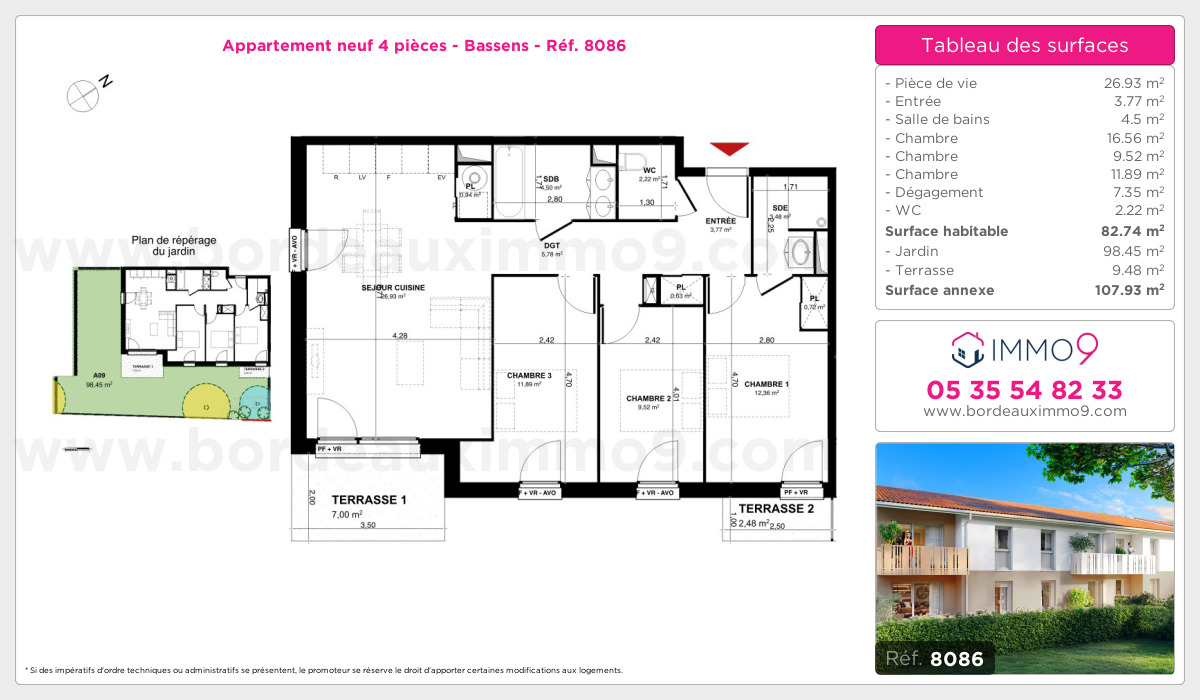 Plan et surfaces, Programme neuf Bassens Référence n° 8086