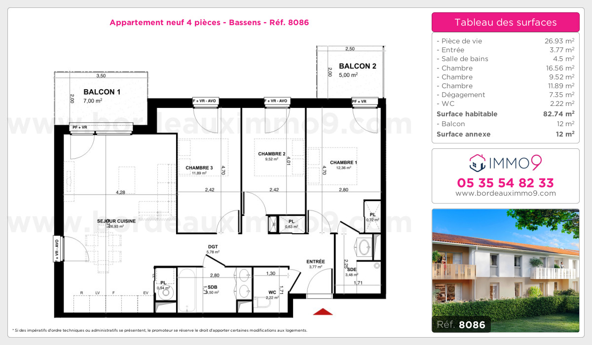 Plan et surfaces, Programme neuf Bassens Référence n° 8086