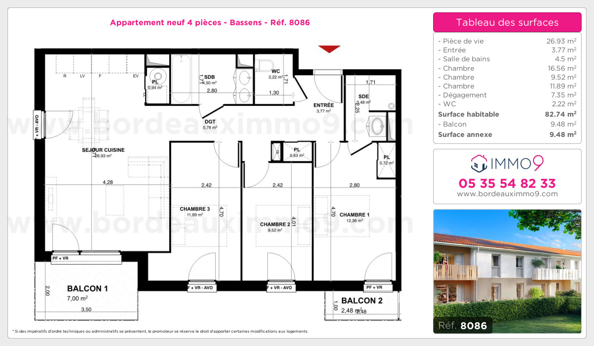 Plan et surfaces, Programme neuf Bassens Référence n° 8086