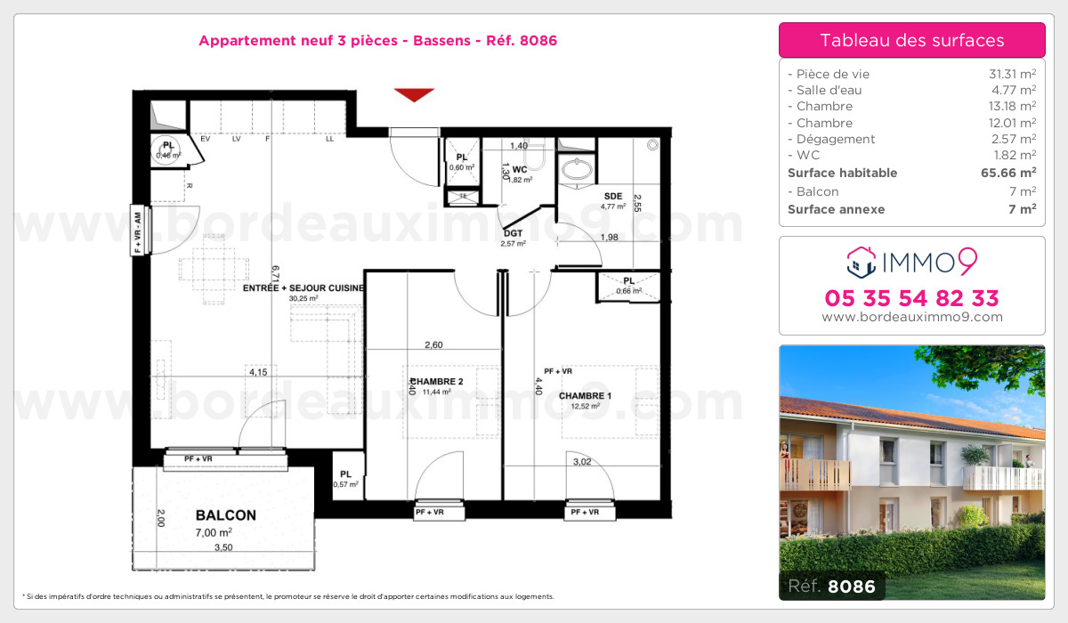 Plan et surfaces, Programme neuf Bassens Référence n° 8086