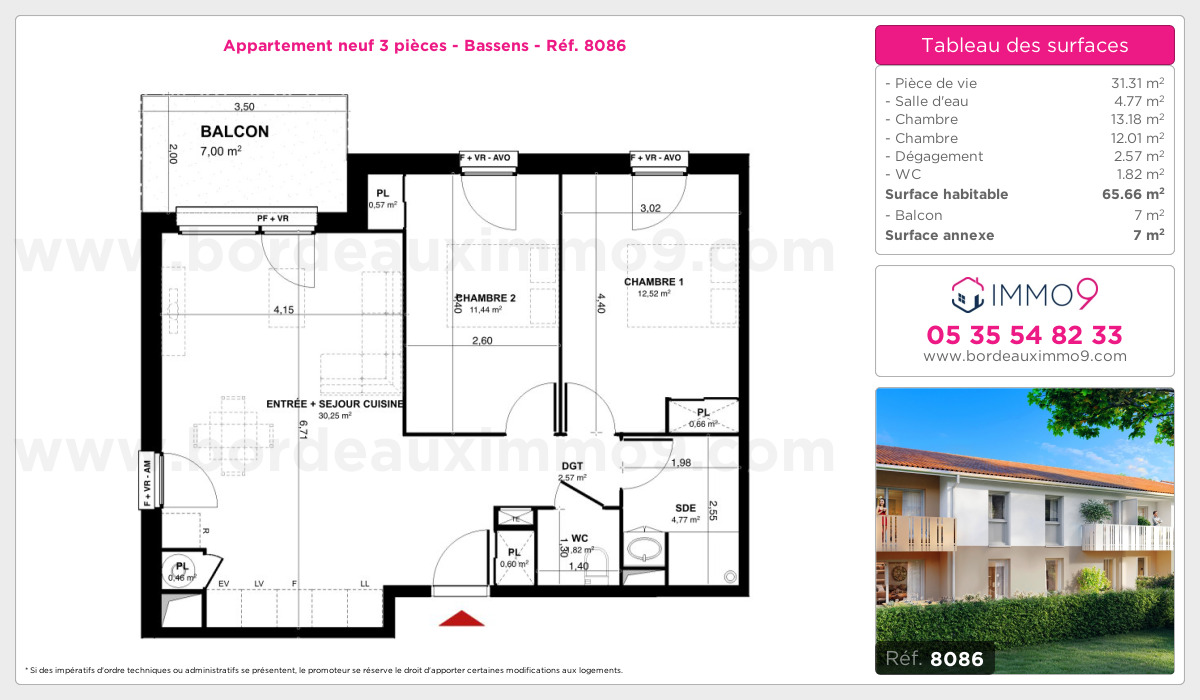 Plan et surfaces, Programme neuf Bassens Référence n° 8086