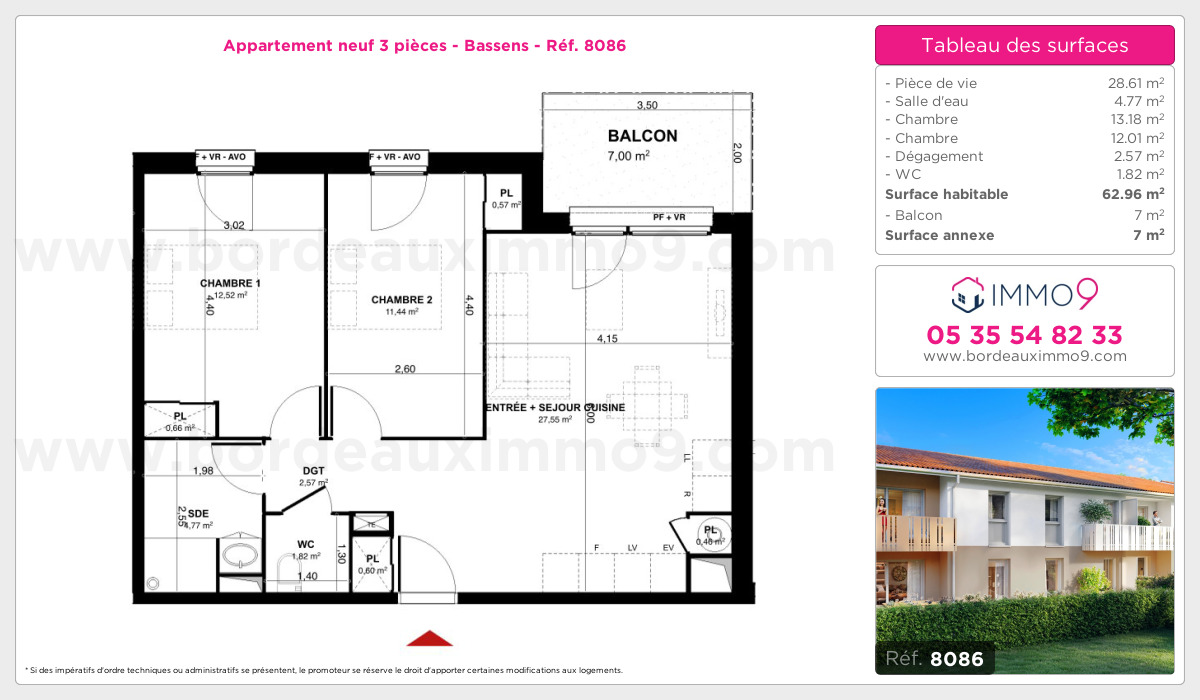 Plan et surfaces, Programme neuf Bassens Référence n° 8086