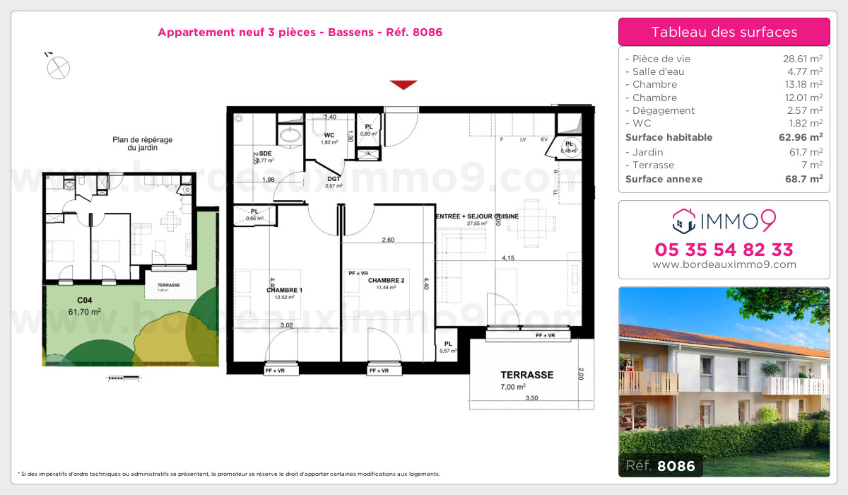 Plan et surfaces, Programme neuf Bassens Référence n° 8086