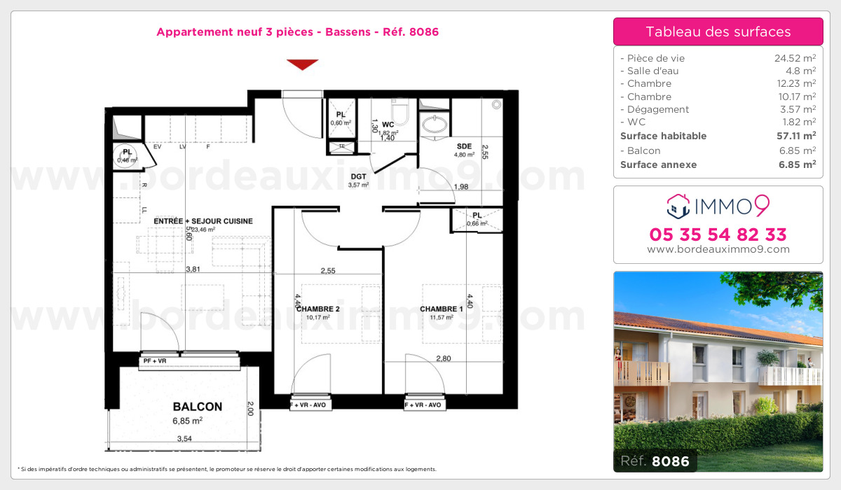 Plan et surfaces, Programme neuf Bassens Référence n° 8086