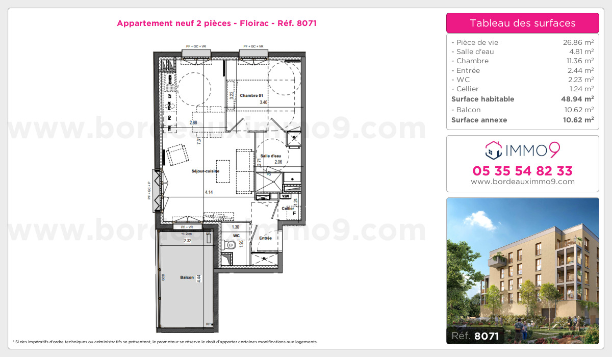 Plan et surfaces, Programme neuf Floirac Référence n° 8071