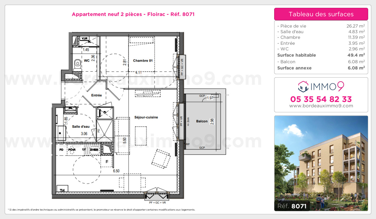 Plan et surfaces, Programme neuf Floirac Référence n° 8071