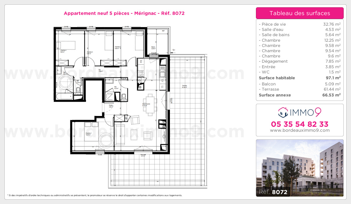 Plan et surfaces, Programme neuf Mérignac Référence n° 8072