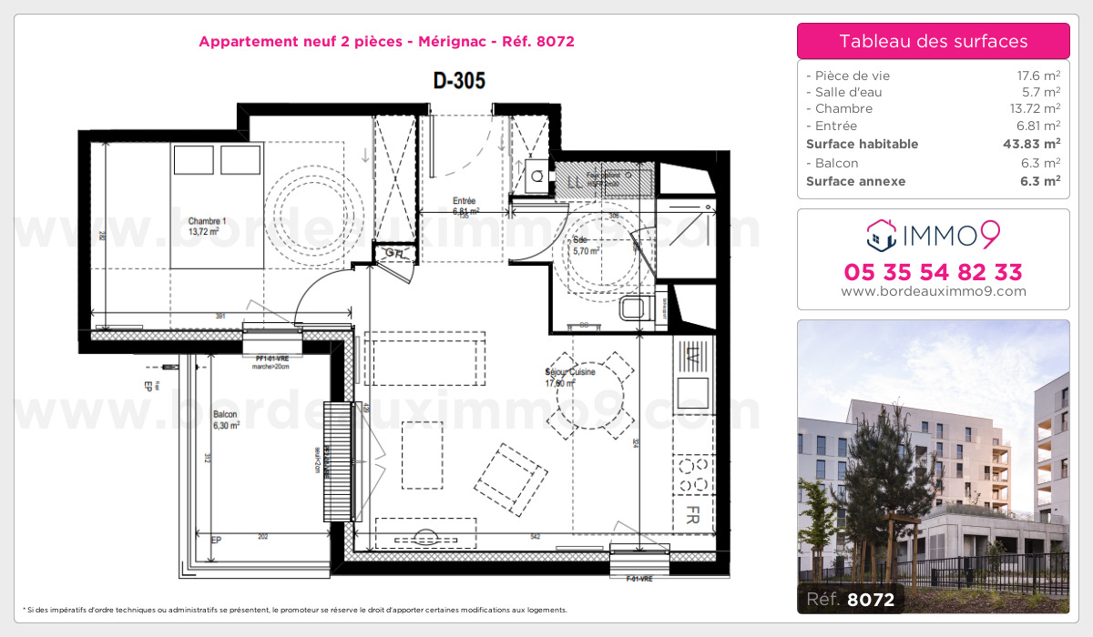 Plan et surfaces, Programme neuf Mérignac Référence n° 8072