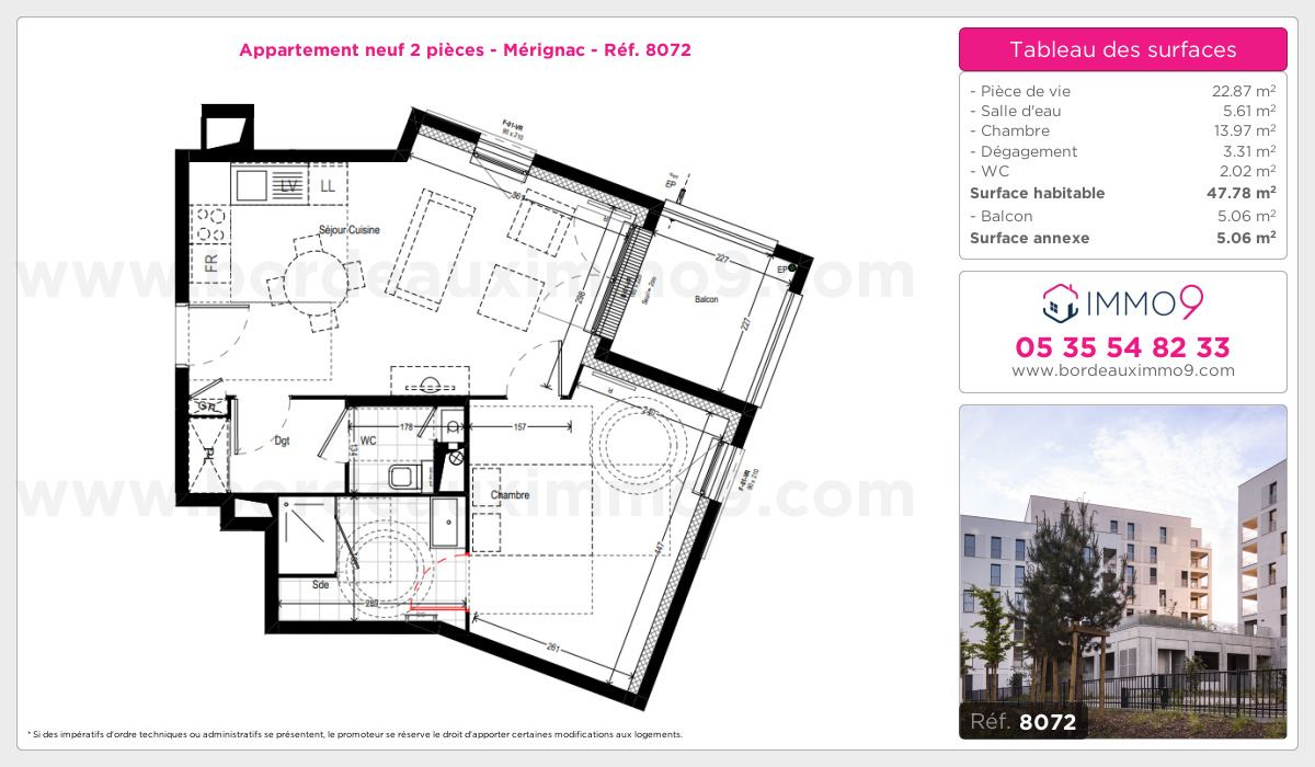 Plan et surfaces, Programme neuf Mérignac Référence n° 8072