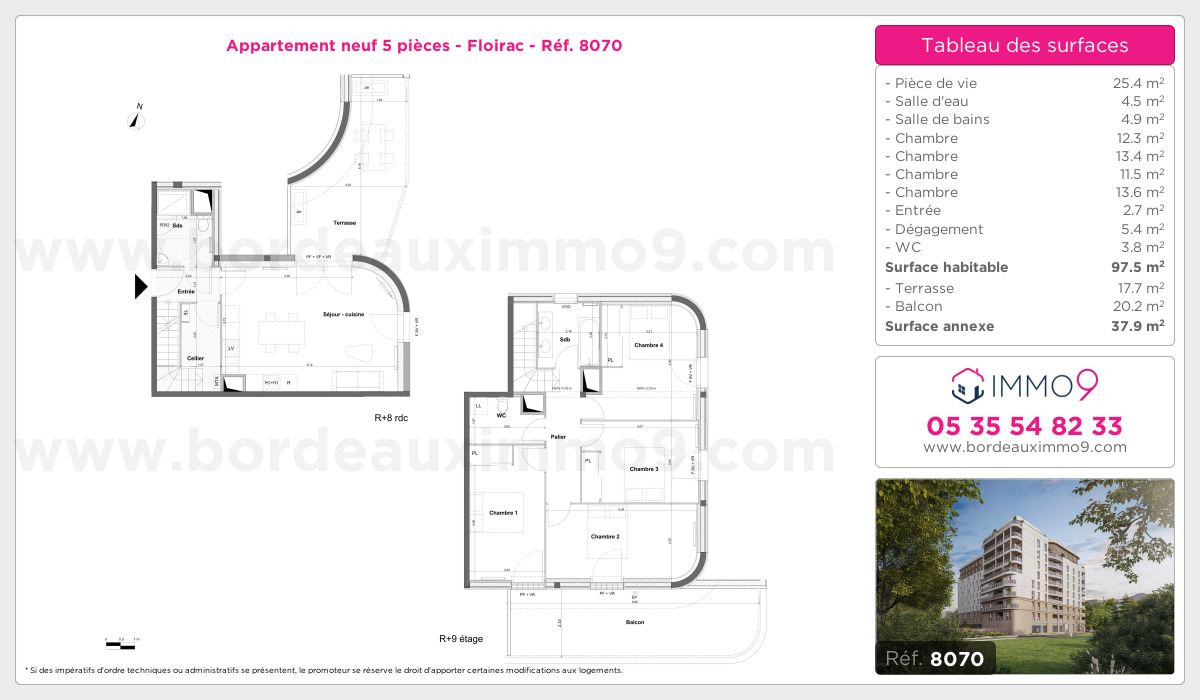 Plan et surfaces, Programme neuf Floirac Référence n° 8070