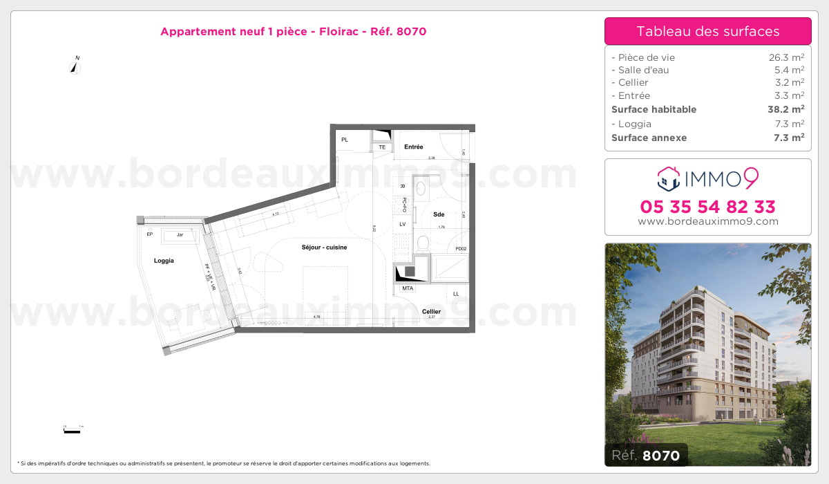 Plan et surfaces, Programme neuf Floirac Référence n° 8070