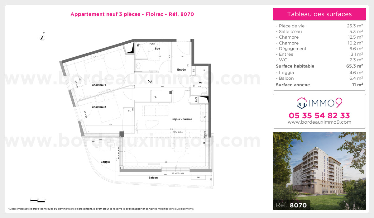 Plan et surfaces, Programme neuf Floirac Référence n° 8070