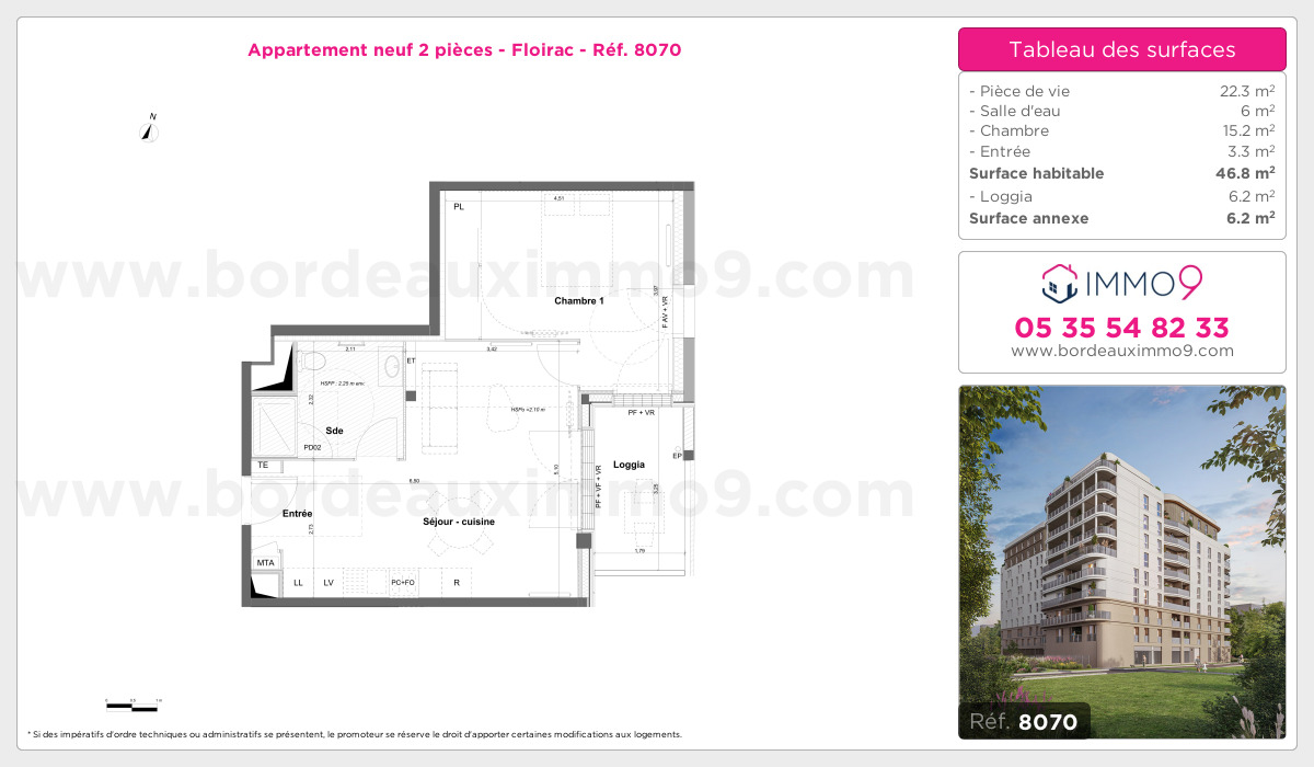 Plan et surfaces, Programme neuf Floirac Référence n° 8070