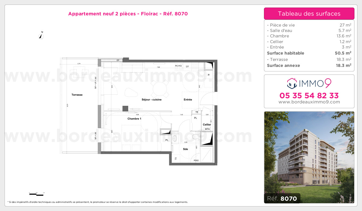 Plan et surfaces, Programme neuf Floirac Référence n° 8070