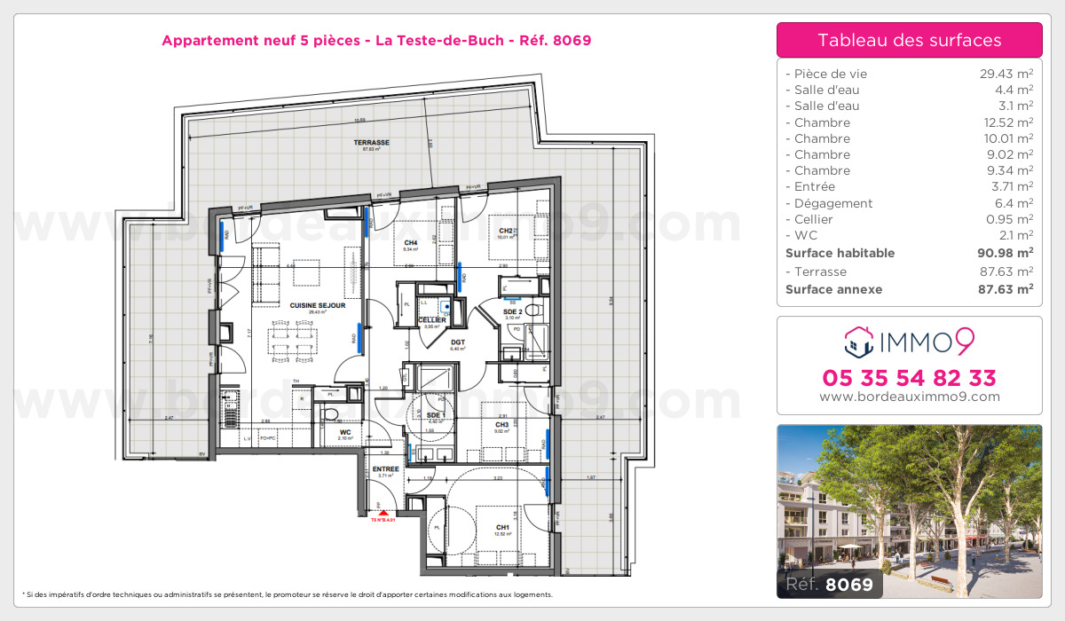 Plan et surfaces, Programme neuf Teste-de-Buch Référence n° 8069