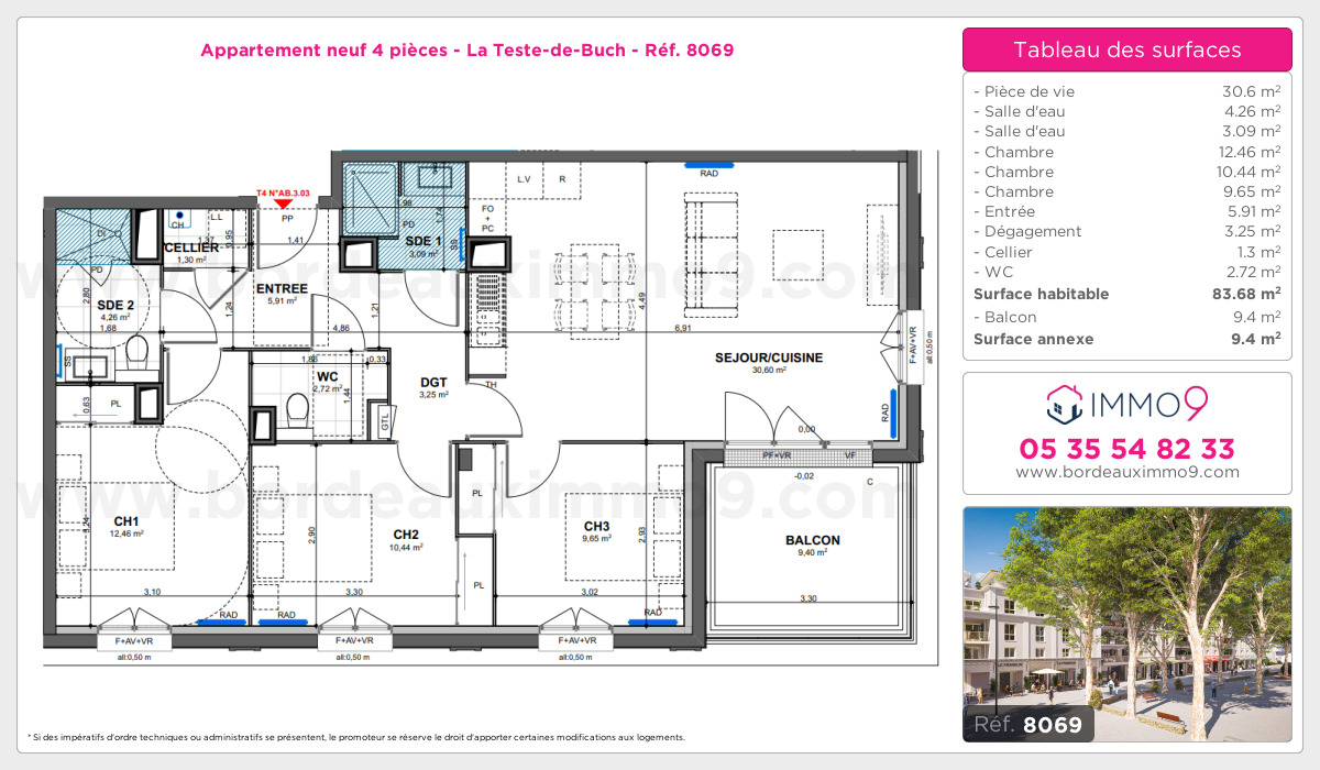 Plan et surfaces, Programme neuf Teste-de-Buch Référence n° 8069