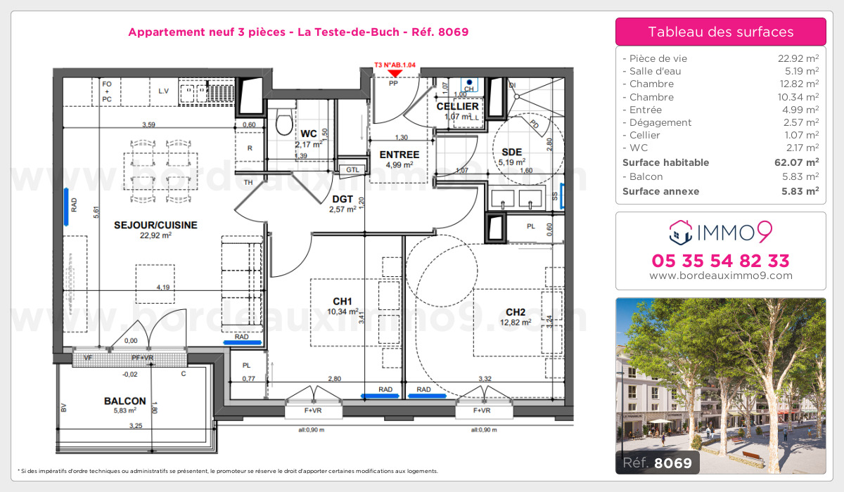 Plan et surfaces, Programme neuf Teste-de-Buch Référence n° 8069
