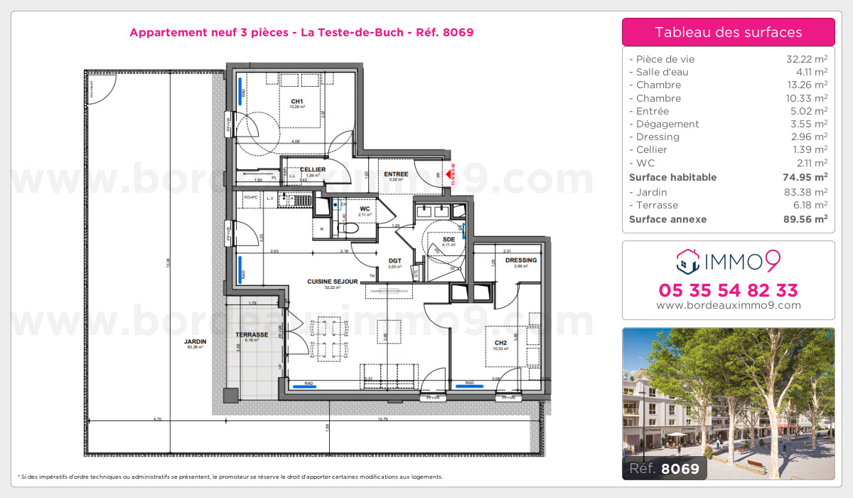 Plan et surfaces, Programme neuf Teste-de-Buch Référence n° 8069