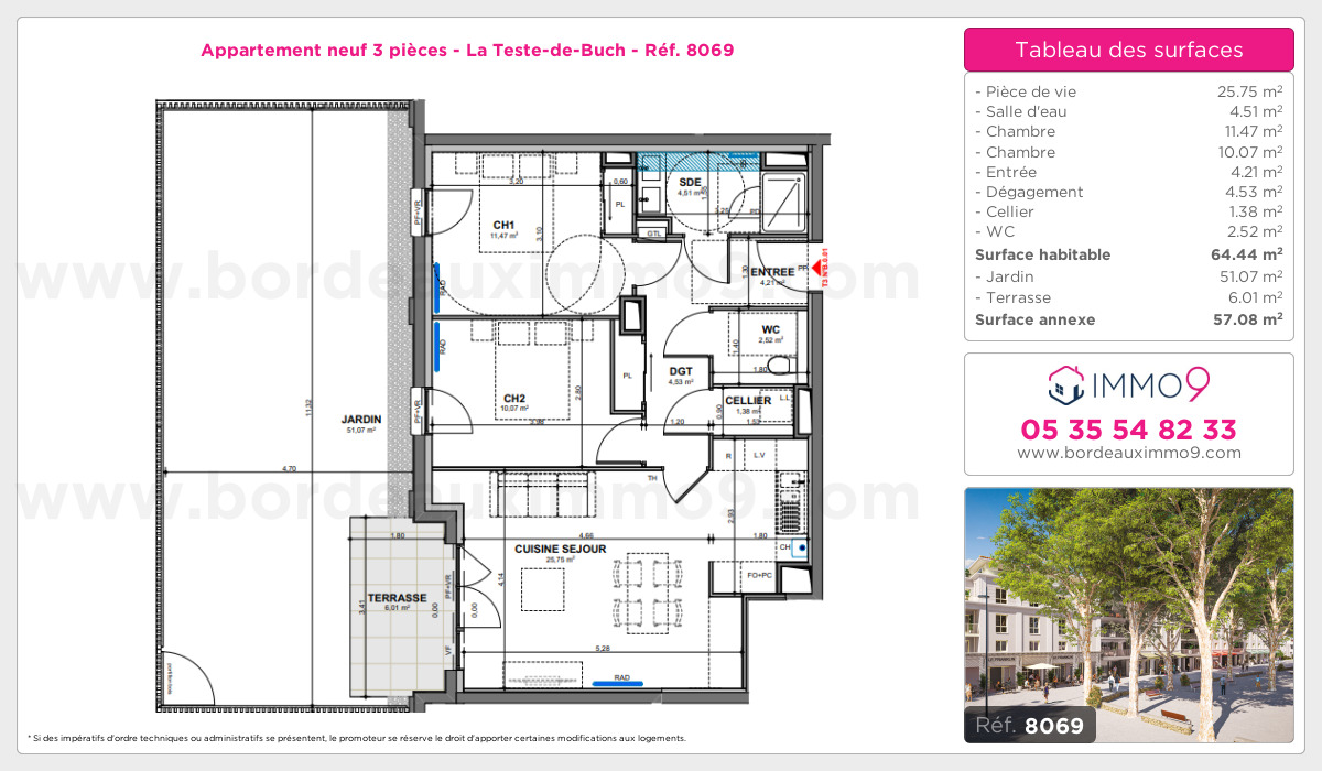 Plan et surfaces, Programme neuf Teste-de-Buch Référence n° 8069