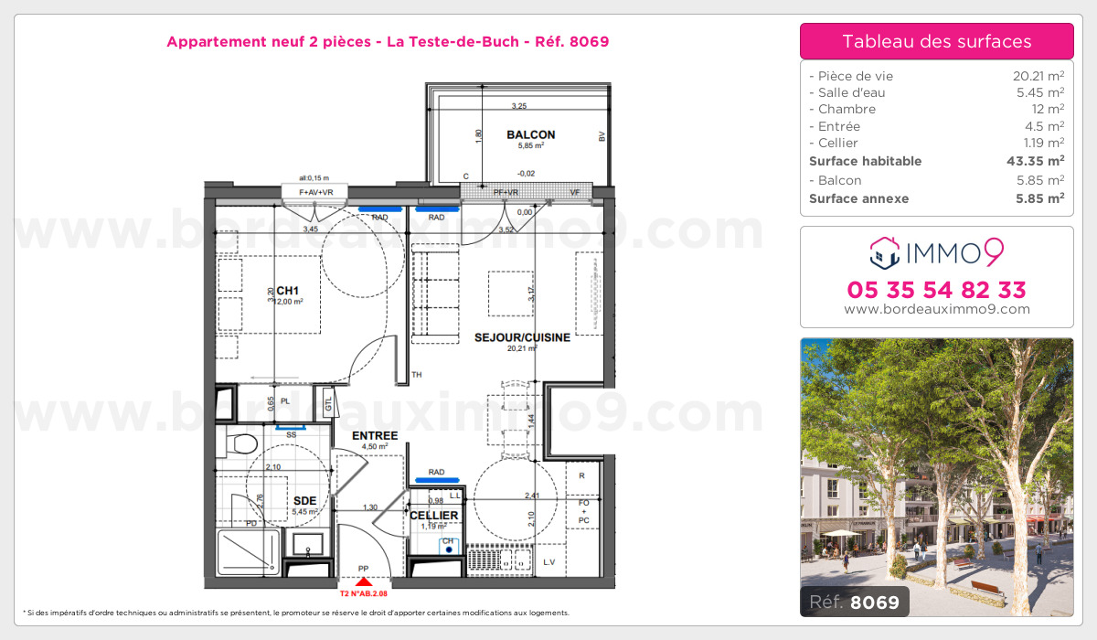 Plan et surfaces, Programme neuf Teste-de-Buch Référence n° 8069