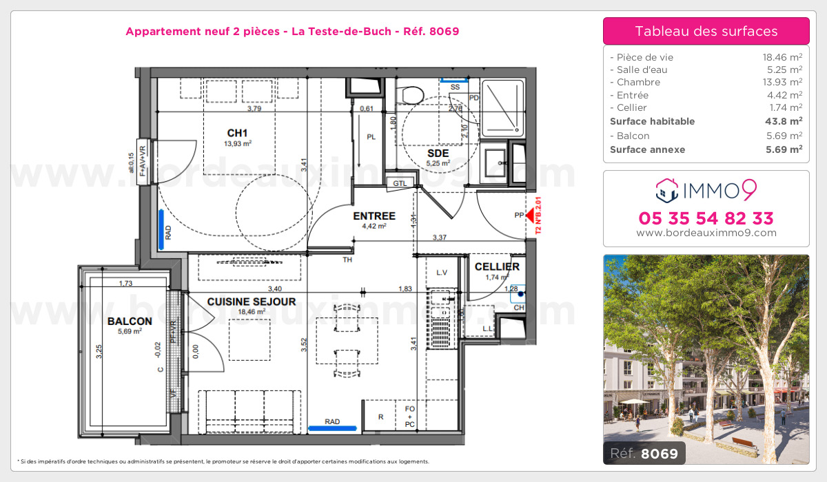Plan et surfaces, Programme neuf Teste-de-Buch Référence n° 8069