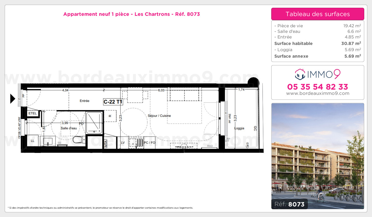Plan et surfaces, Programme neuf Bordeaux : Chartrons Référence n° 8073