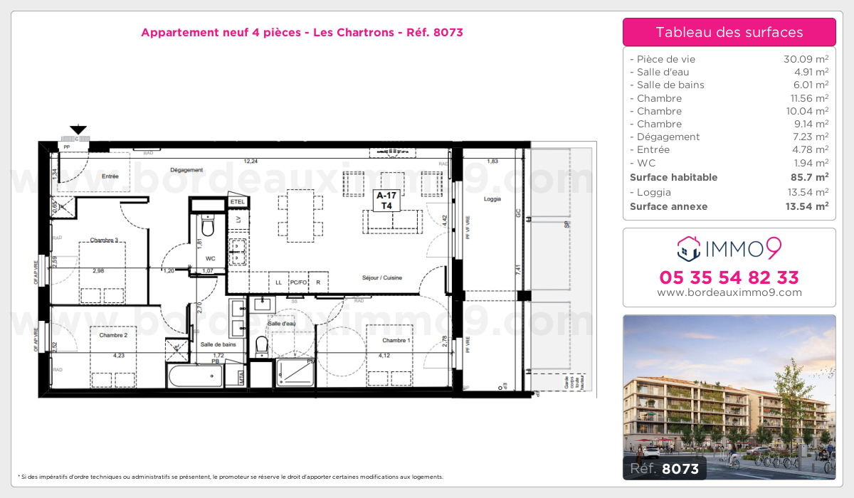 Plan et surfaces, Programme neuf Bordeaux : Chartrons Référence n° 8073