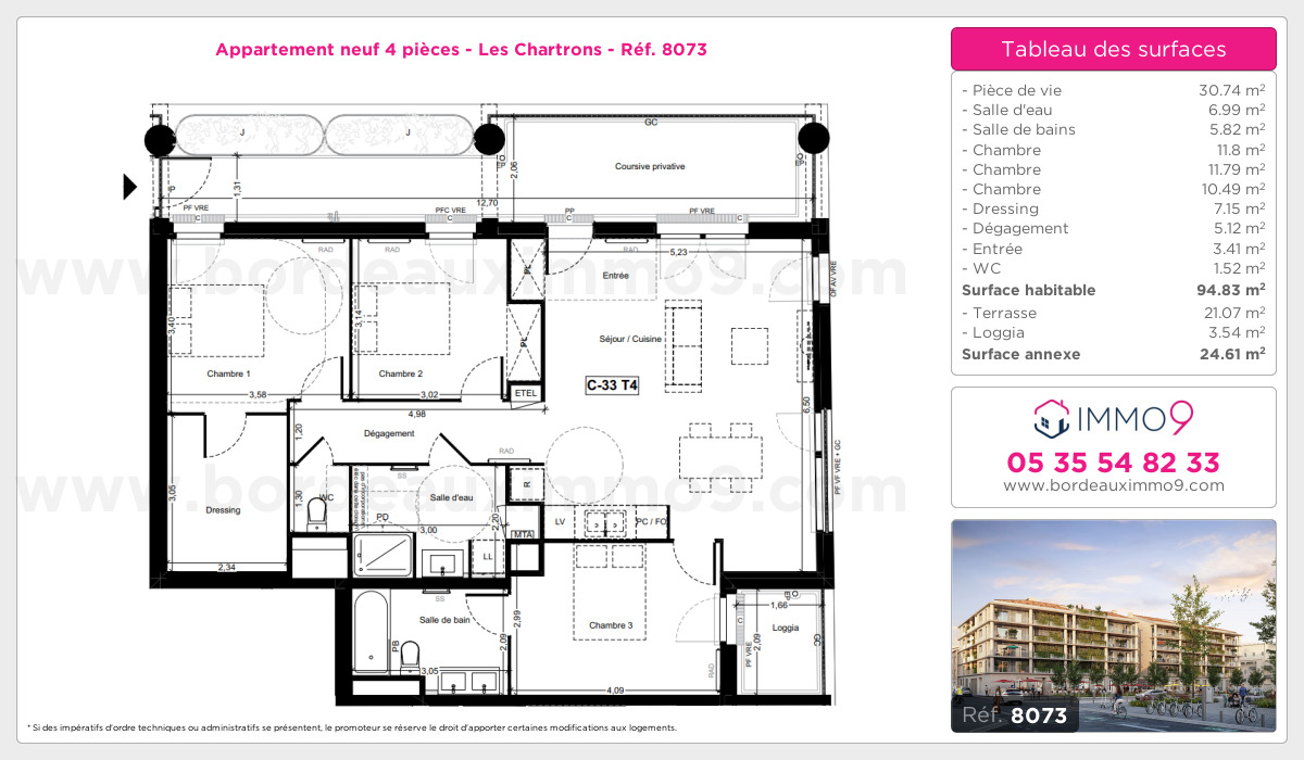 Plan et surfaces, Programme neuf Bordeaux : Chartrons Référence n° 8073