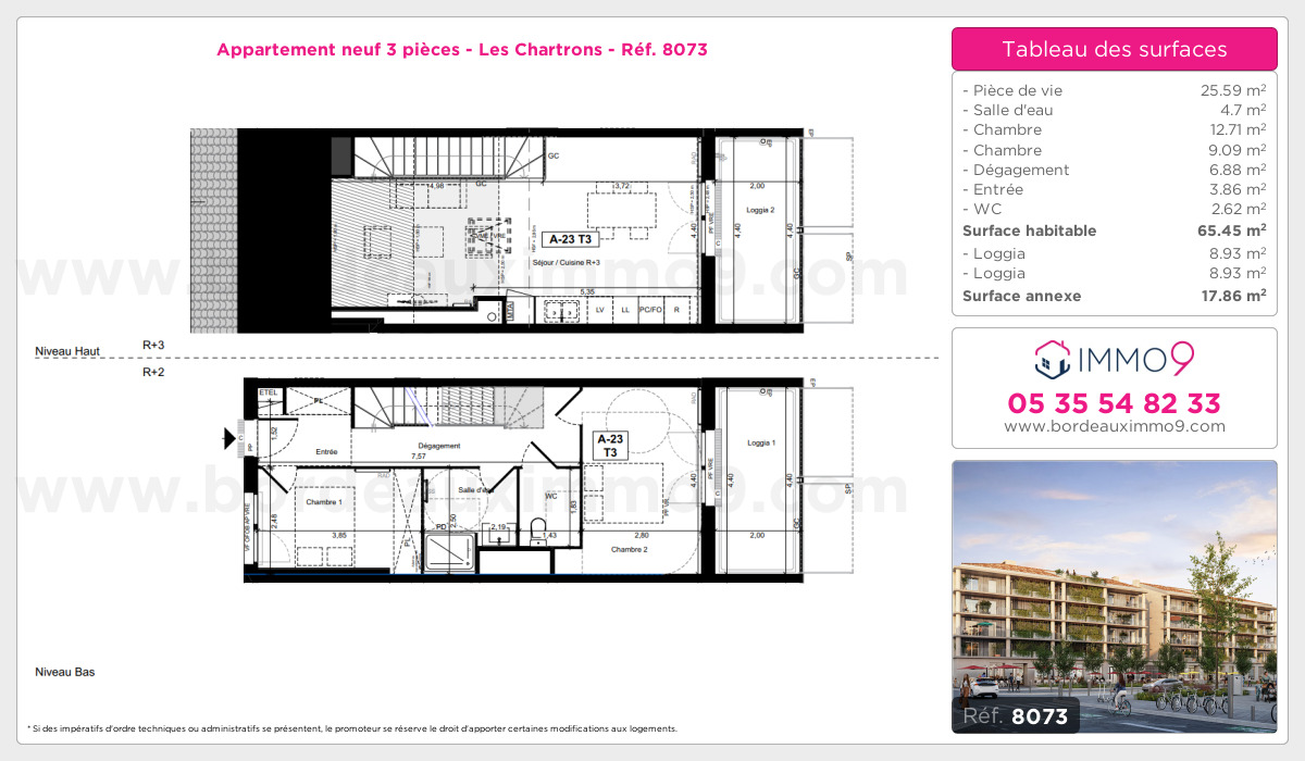 Plan et surfaces, Programme neuf Bordeaux : Chartrons Référence n° 8073