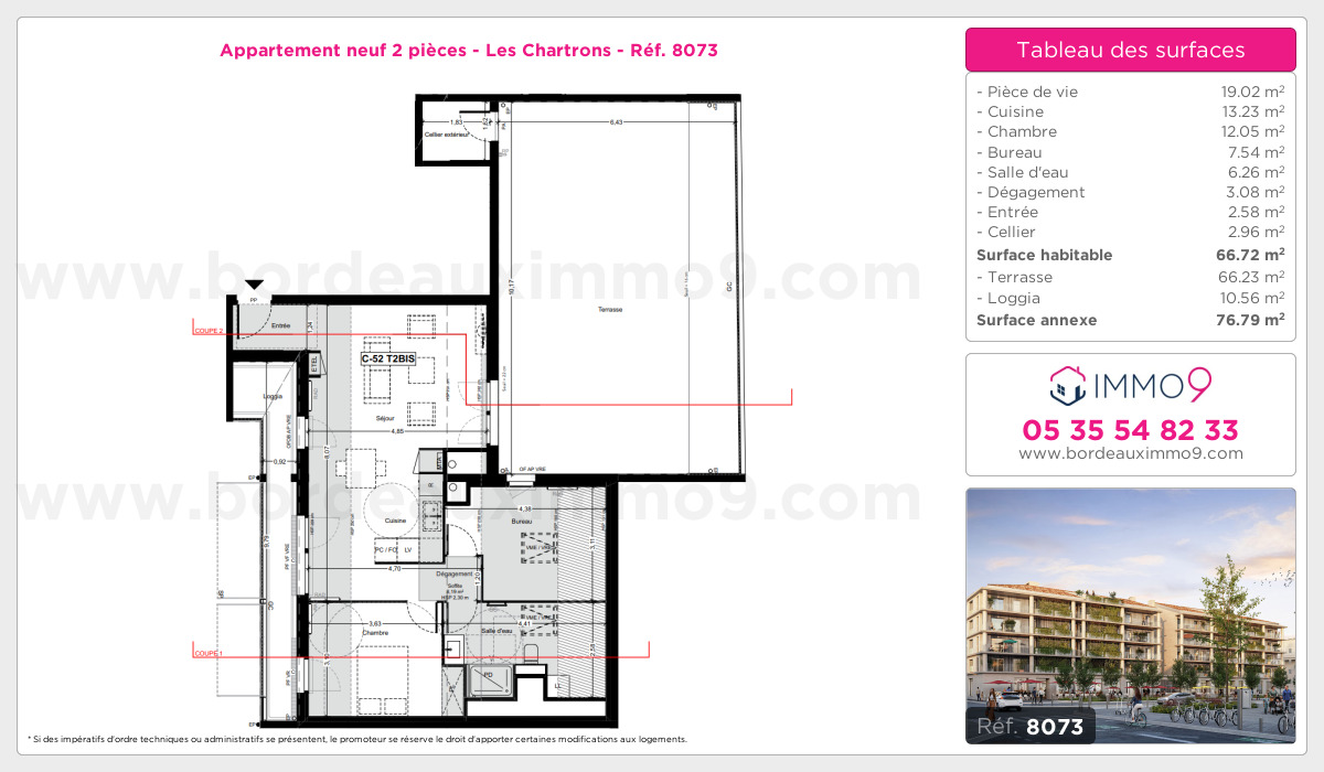 Plan et surfaces, Programme neuf Bordeaux : Chartrons Référence n° 8073
