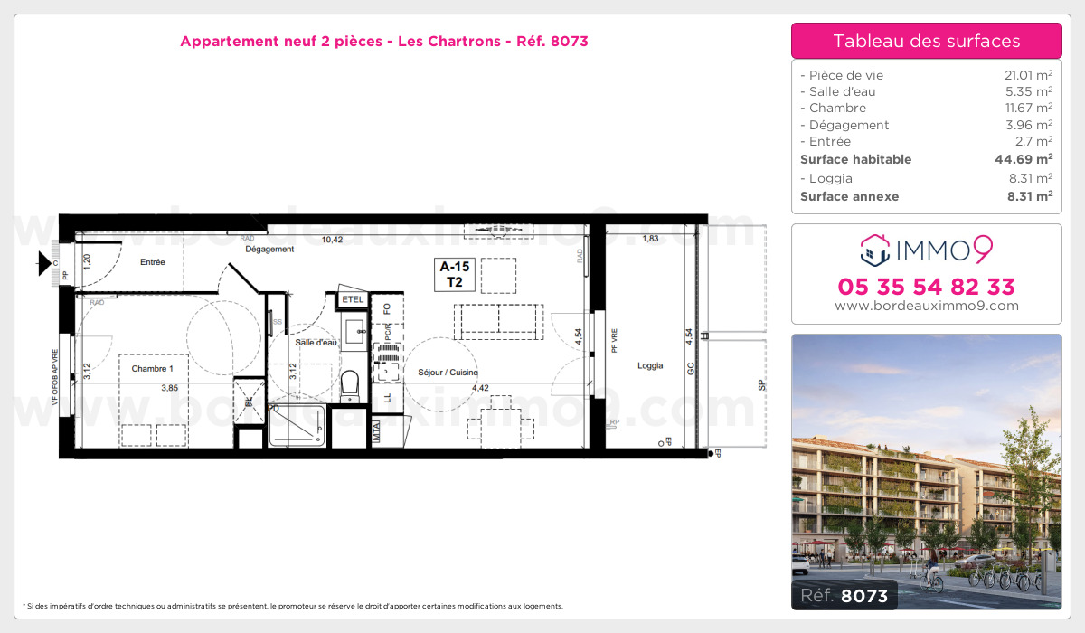 Plan et surfaces, Programme neuf Bordeaux : Chartrons Référence n° 8073