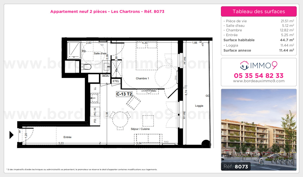 Plan et surfaces, Programme neuf Bordeaux : Chartrons Référence n° 8073